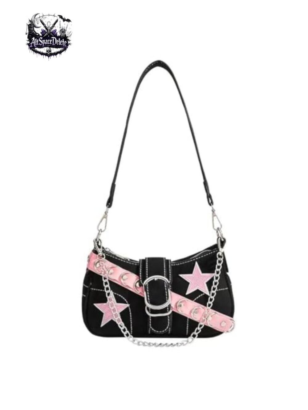 Y2K Shoulder Bag Crossbody Purse Punk Goth Chain Strap Small Sling Handbag